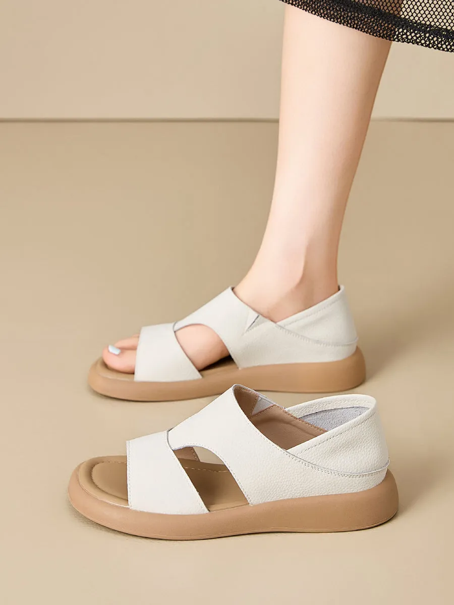 Women Summer Casual Leather Open Toe Platform Sandals