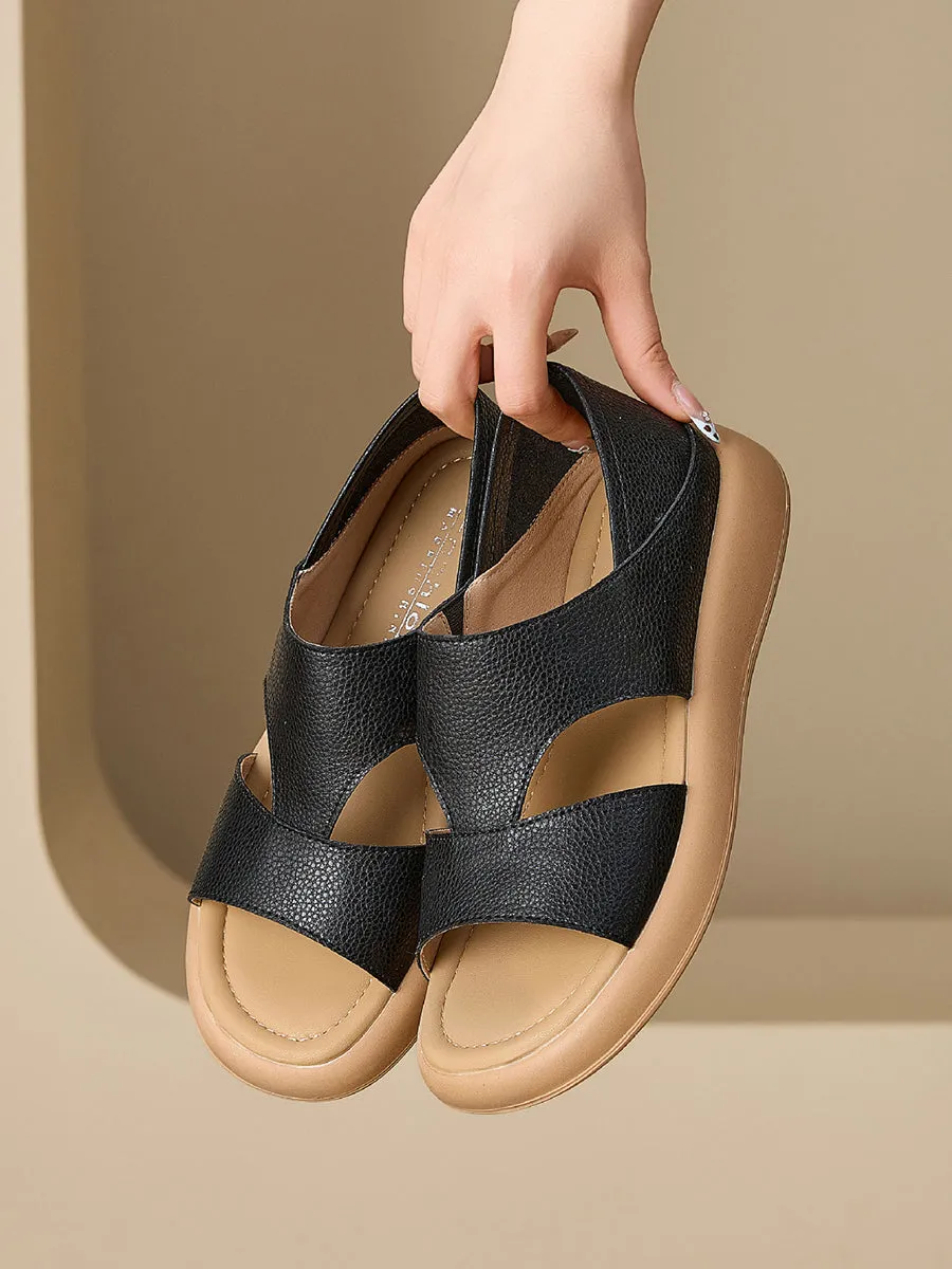 Women Summer Casual Leather Open Toe Platform Sandals