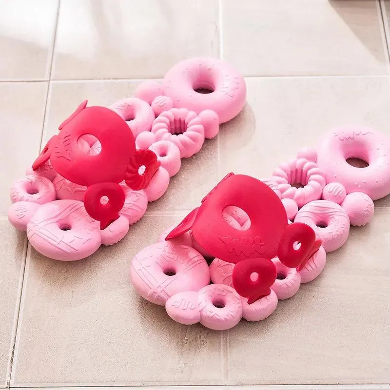 Women's Bathroom Non-slip Slippers Summer Home Bath Quick-drying Soft Bottom Sandals Donuts Hollow Leaking Slippers