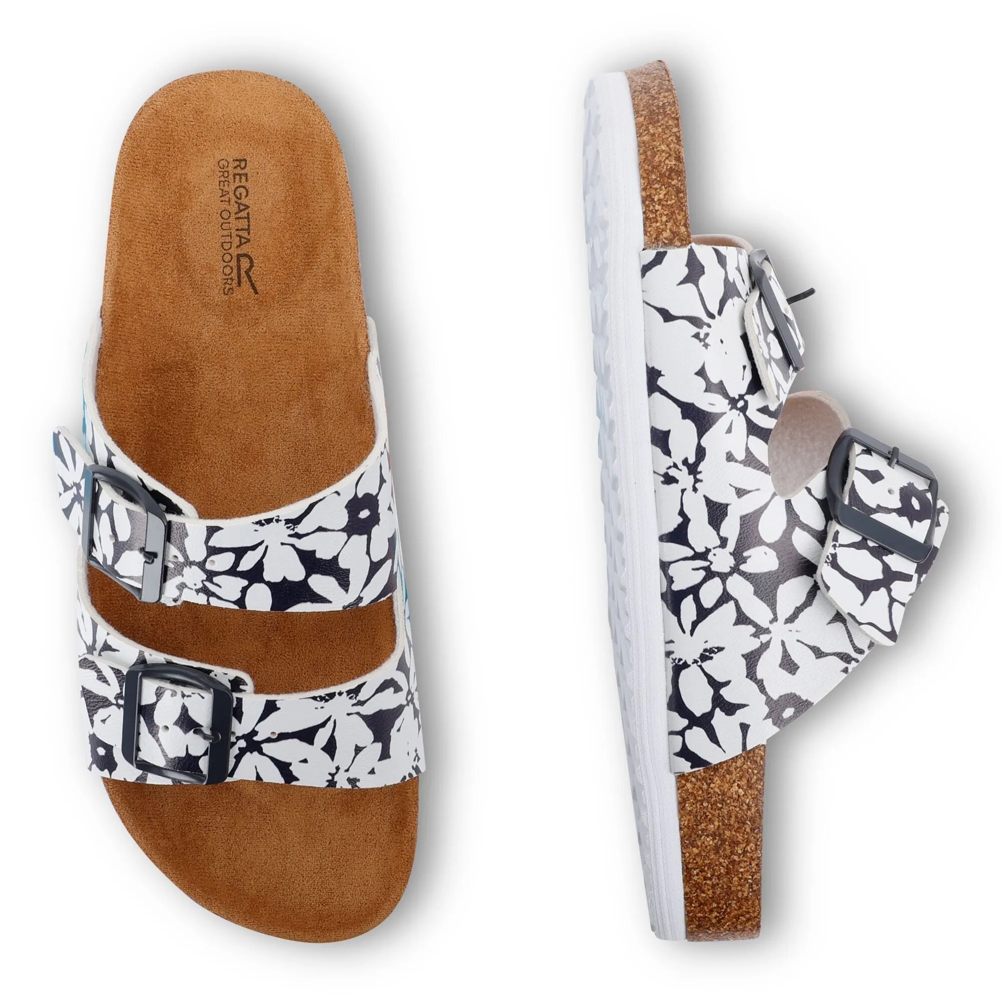 Women's Mia Double Strap Sandals | Navy White Large Floral