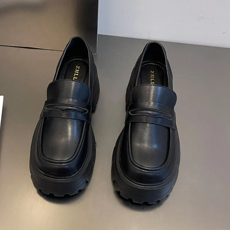 Women's Retro Slip-on Thick-soled Loafers for Fat Feet, Plus Size Women's Shoes