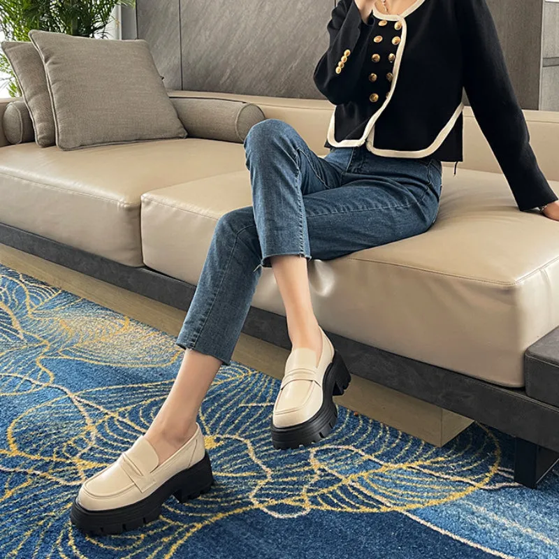 Women's Retro Slip-on Thick-soled Loafers for Fat Feet, Plus Size Women's Shoes