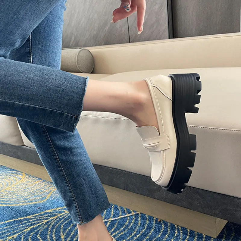 Women's Retro Slip-on Thick-soled Loafers for Fat Feet, Plus Size Women's Shoes
