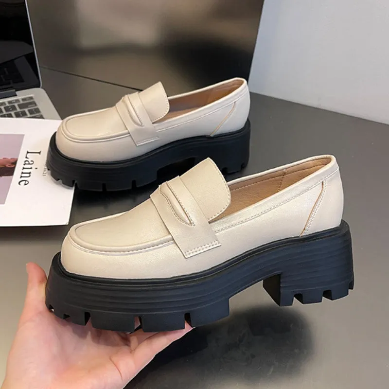 Women's Retro Slip-on Thick-soled Loafers for Fat Feet, Plus Size Women's Shoes
