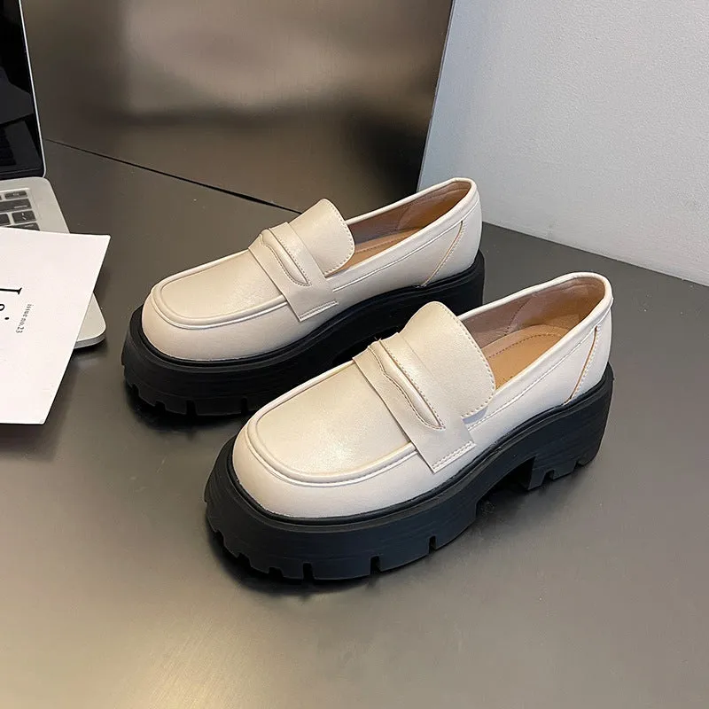 Women's Retro Slip-on Thick-soled Loafers for Fat Feet, Plus Size Women's Shoes