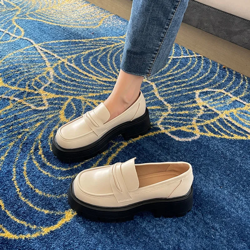 Women's Retro Slip-on Thick-soled Loafers for Fat Feet, Plus Size Women's Shoes