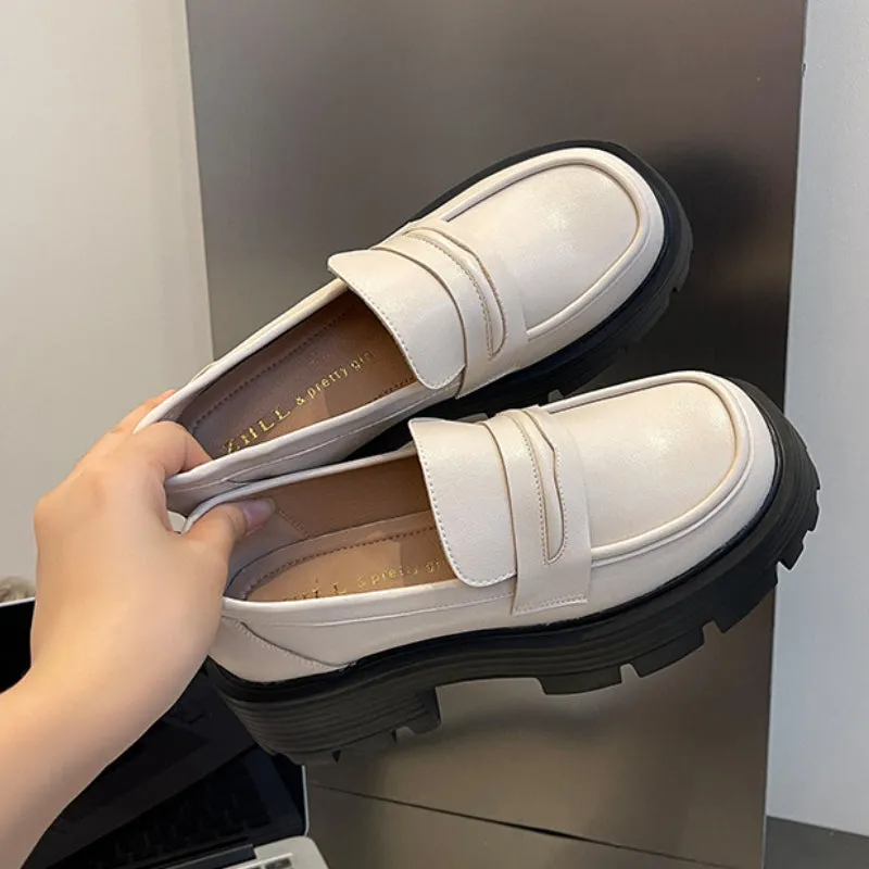 Women's Retro Slip-on Thick-soled Loafers for Fat Feet, Plus Size Women's Shoes
