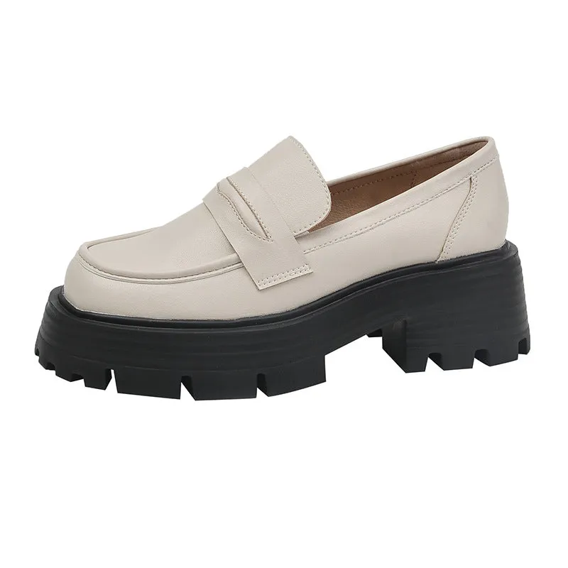 Women's Retro Slip-on Thick-soled Loafers for Fat Feet, Plus Size Women's Shoes