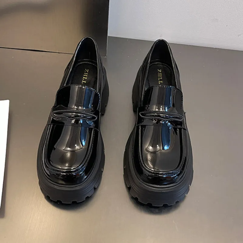 Women's Retro Slip-on Thick-soled Loafers for Fat Feet, Plus Size Women's Shoes