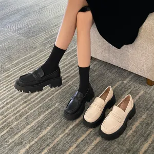 Women's Retro Slip-on Thick-soled Loafers for Fat Feet, Plus Size Women's Shoes