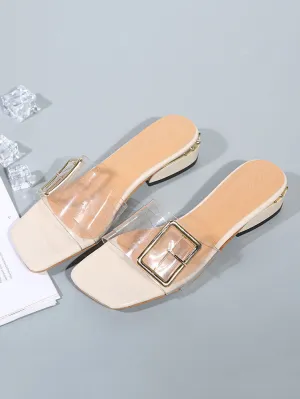 Women's Slippers Summer Sand Thick with Rhinestone Beach Lazy Slippers Women's Flat Transparent Slippers
