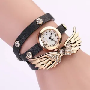 Women's Vintage Leather Strap Angel Wing Watch With 12 Colors!