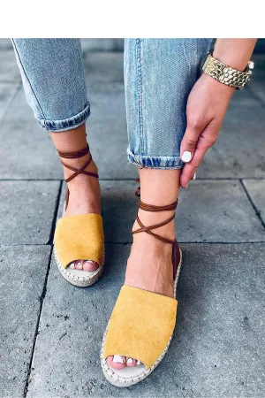 Women's Yellow Espadrilles Sandals Tied Ankle