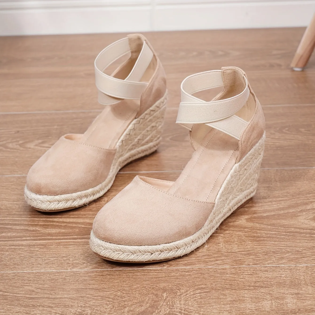 xieyinshe  Women's Wedge Heeled Sandals, Casual Elastic Band Summer Shoes, Comfortable Espadrille Sandals