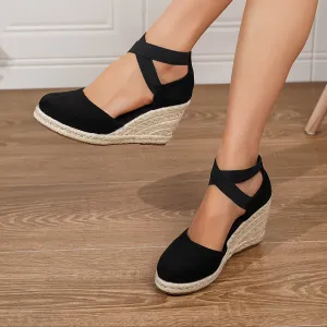 xieyinshe  Women's Wedge Heeled Sandals, Casual Elastic Band Summer Shoes, Comfortable Espadrille Sandals