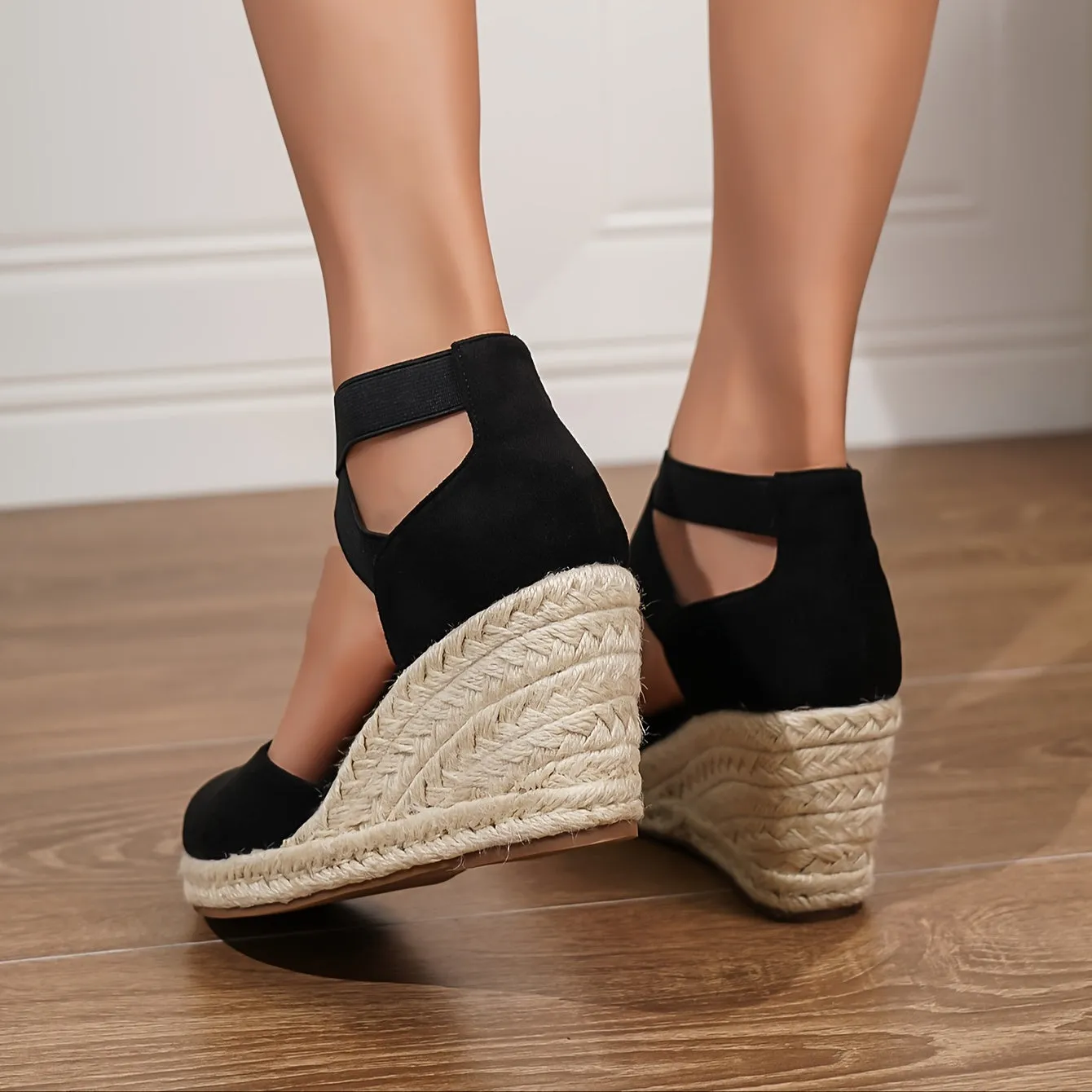 xieyinshe  Women's Wedge Heeled Sandals, Casual Elastic Band Summer Shoes, Comfortable Espadrille Sandals