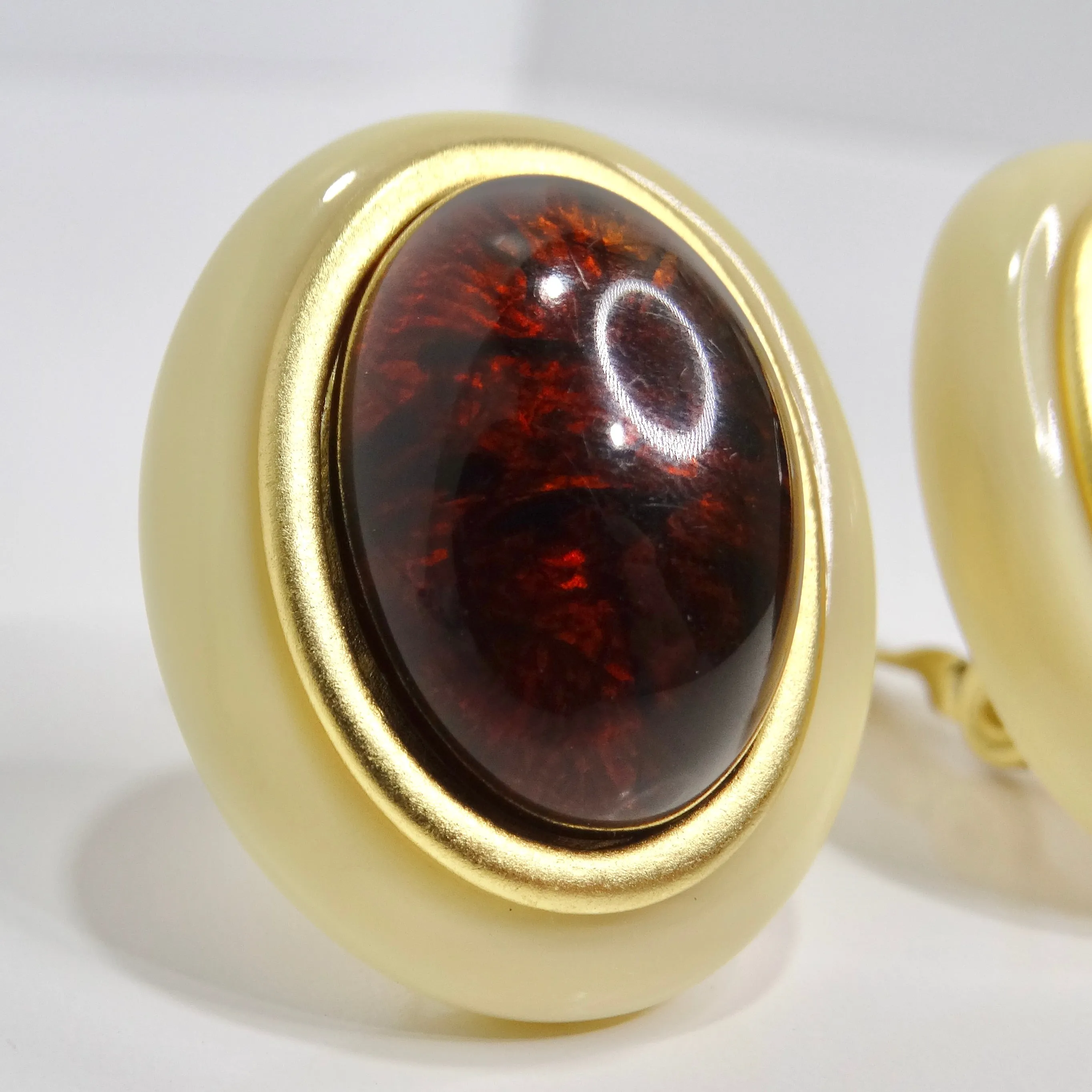 Yves Saint Laurent 1980s Resin Cabochon Earrings