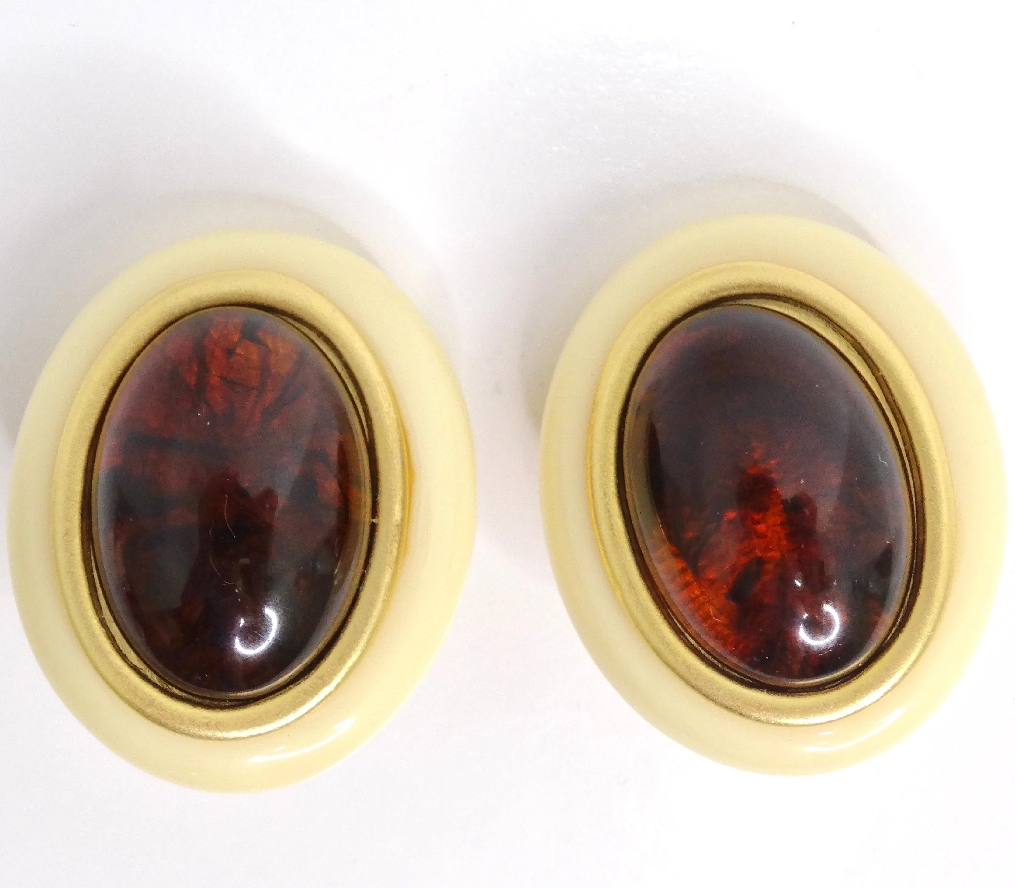 Yves Saint Laurent 1980s Resin Cabochon Earrings