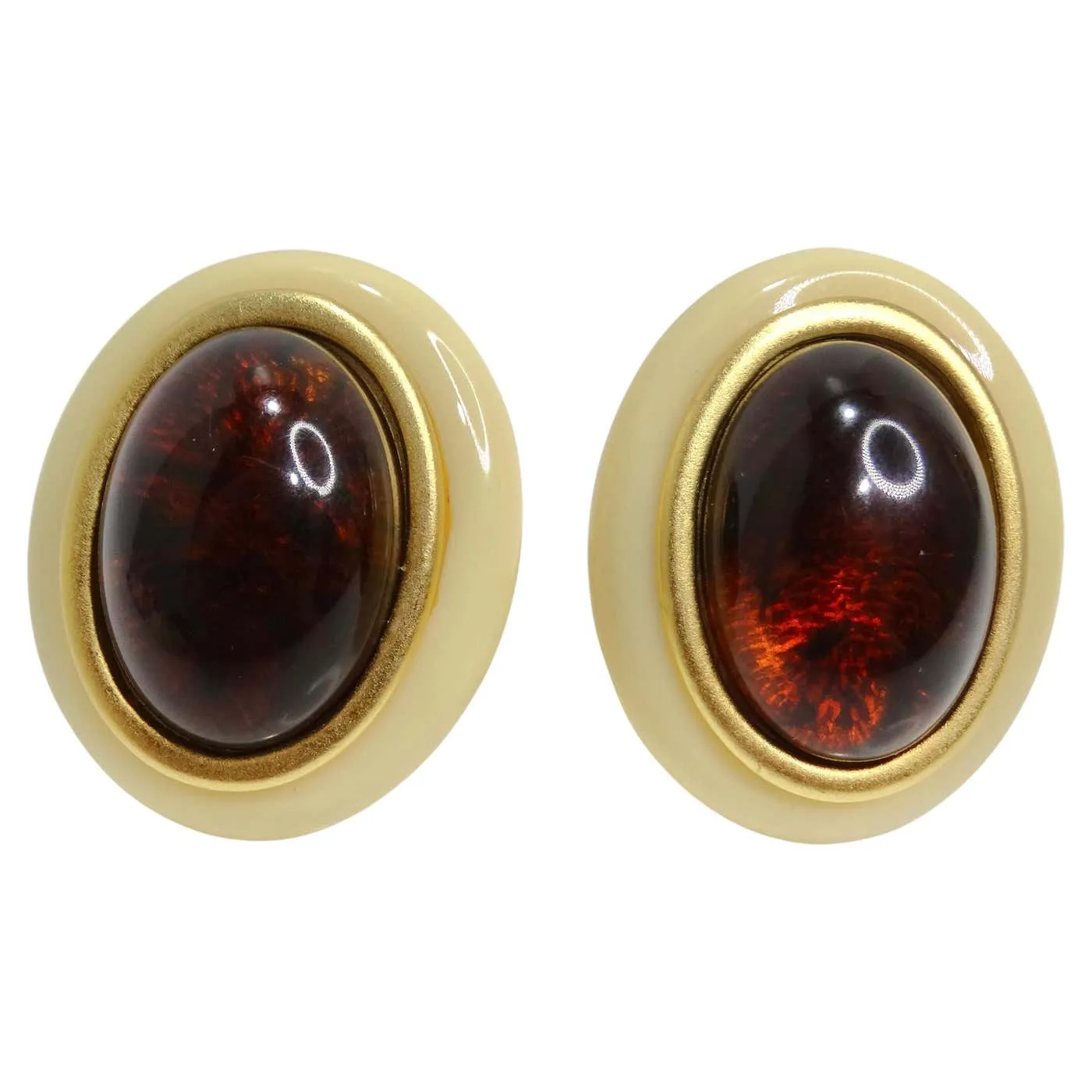 Yves Saint Laurent 1980s Resin Cabochon Earrings