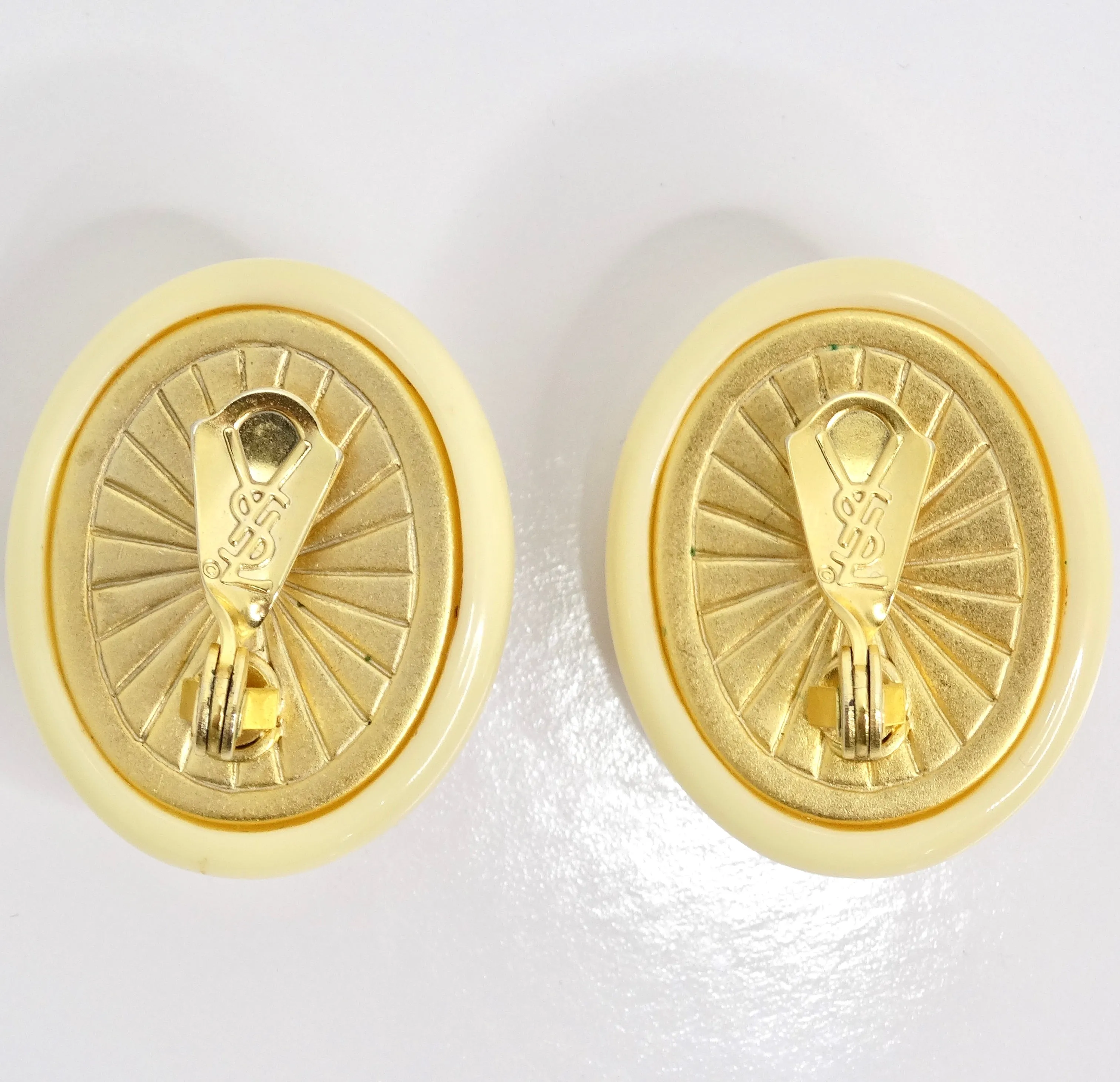 Yves Saint Laurent 1980s Resin Cabochon Earrings