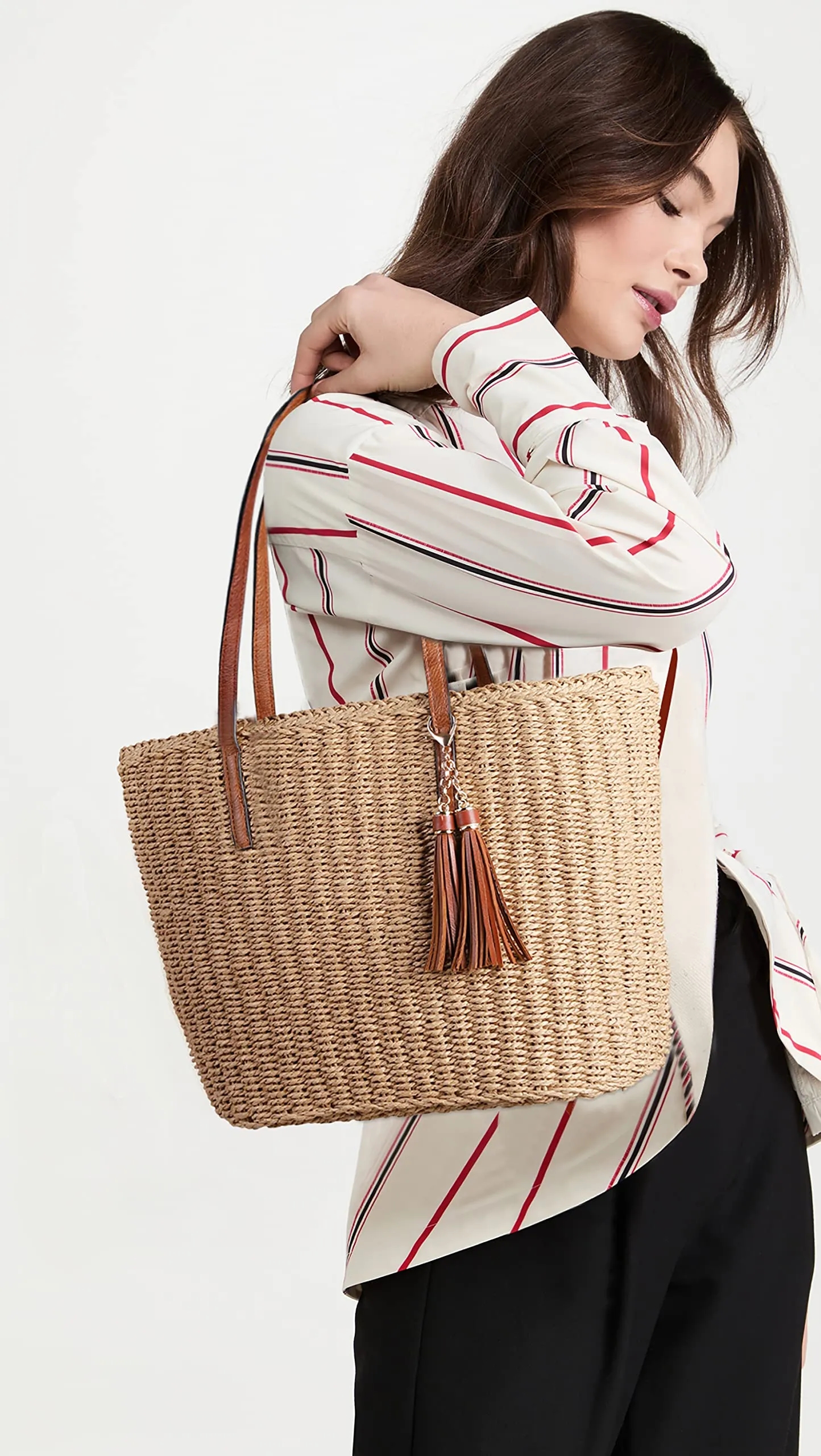 YXILEE M Size Travel Straw Totes Bag For Women, Shoulder Bag for Summer