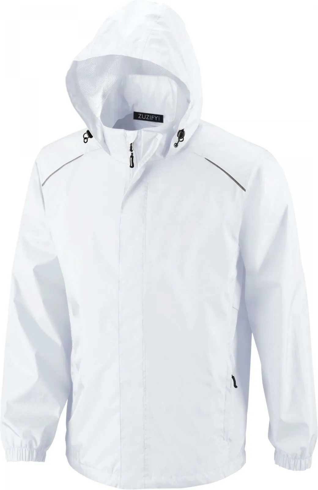 ZUZIFY Men's Seam-Sealed Waterproof Hooded Raincoat Rain Jacket White XL